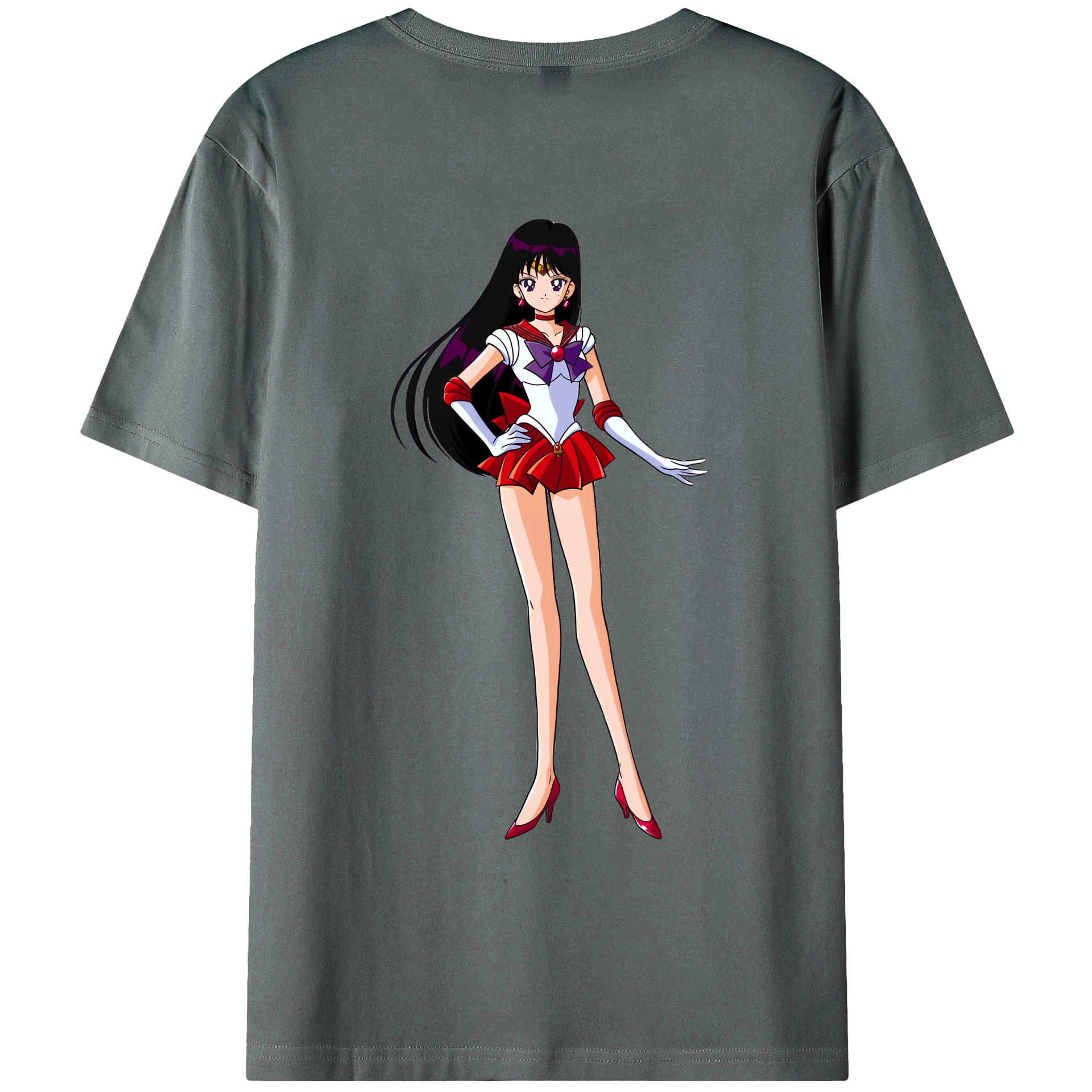 （画像用） 美少女戦士セーラームーン 火野レイ ひの レイ Sailor Moon Hino Rei （セーラーマーズ,Sailor Mars） 綿100％ メンズ半袖Tシャツ（バックプリント） 通気性